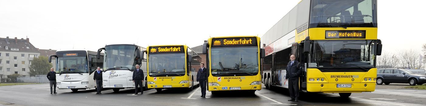 Reisebusse stehen nebeneinander auf einem Parkplatz.