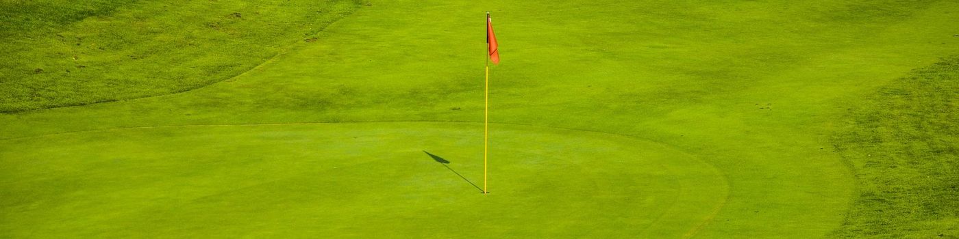 Golf hole with flagpole.