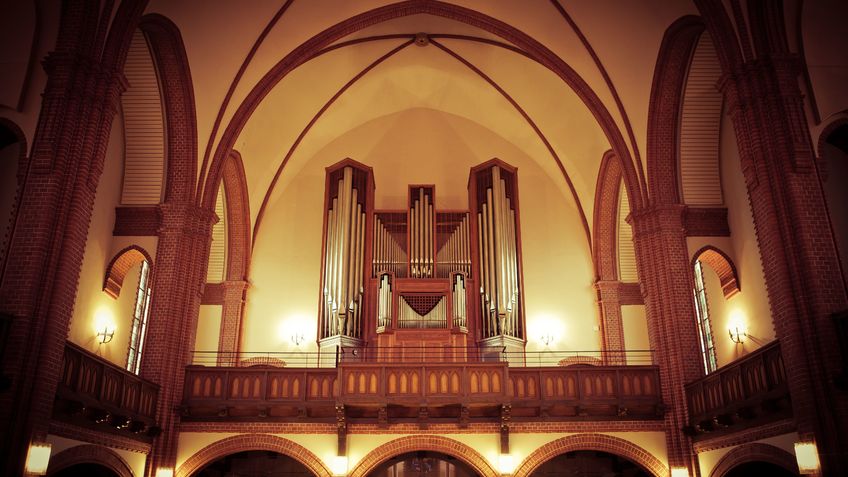 An organ in a church.
