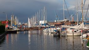 View of a marina.
