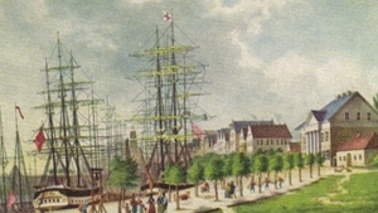 Historical image of a city.