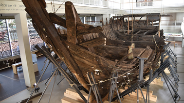 An old wooden ship in the museum