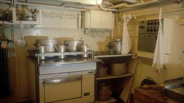 A galley on a ship.