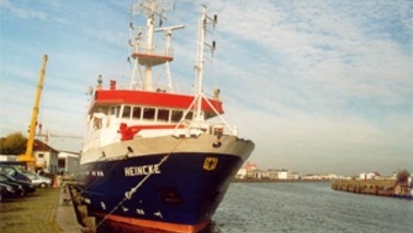 A research vessel in the harbor.