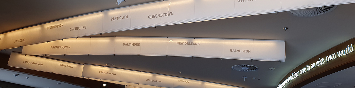 Place names are under the ceiling.
