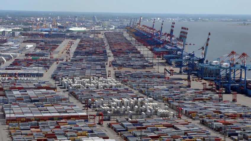 Aerial view from a container terminal.