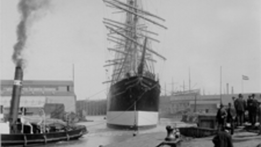 Historical image of a ship.