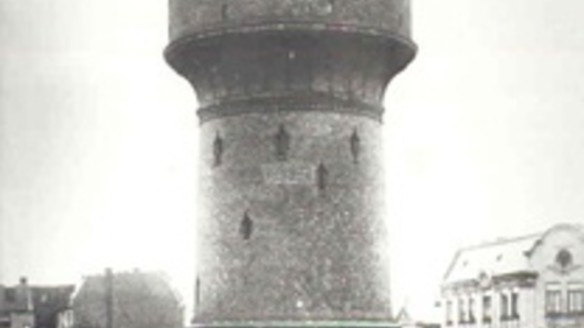 Historical image of a water tower.