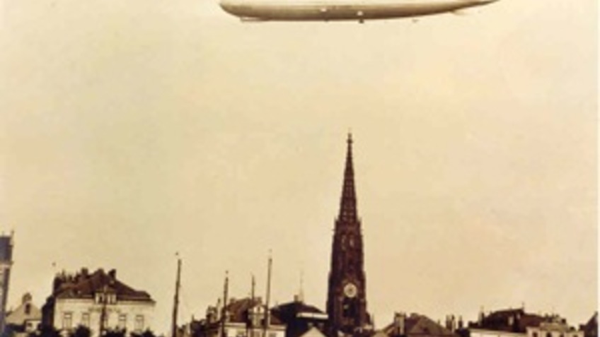 Historical image of an airship.
