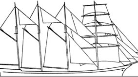 Zeichnung eines Schiffes.