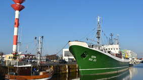 Das Museumsschiff FMS GERA im Schaufenster Fischereihafen