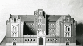 Miniature model of a building.