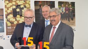 Staatsrat Hans-Henning Lühr, Frank-Rüdiger Srocke und Oberbürgermeister Melf Grantz 