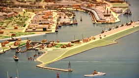 Ausschnitt aus dem großen Fischereihafenmodell von 1936.