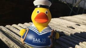 Macht auf dem Seestadtfest Werbung für die Sail Bremerhaven 2020: "Vollmatrosenerpel" Kuddel