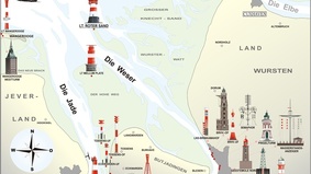 Karte des Lotsrevieres Weser II / Jade