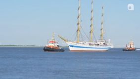 Ein Segelschiff auf der Weser.