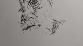 schwarz weiß Zeichnung von Jens Schnepel als Portrait