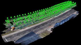 Darstellung der einzelnen Kamerapositionen während der Drohnen-Aufnahme über der Barkhausenstraße