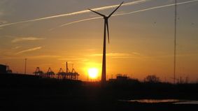 Wind turbine in the sunset