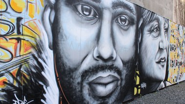 Graffiti: Die Köpfe von einem Mann und einer Frau sind abgebildet