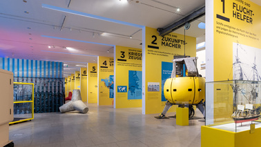 Blick in die Ausstellung „Change Now – Schiffe verändern die Welt“ im Deutschen Schifffahrtsmuseum