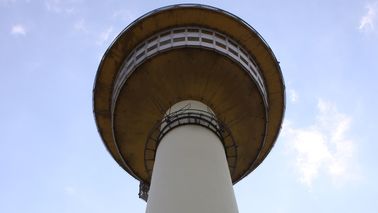 The platform of the Radar Tower shown from below.