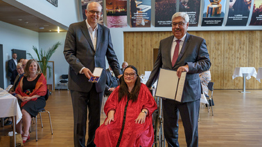 Melf Grantz, Oberbürgermeister Bremerhaven, Helene Daiminger und Bürgermeister Dr. Andreas Bovenschulte
