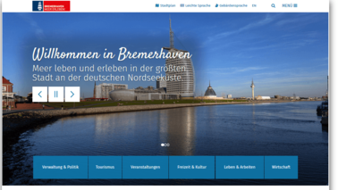 sie sehen einen Screenshot von der neuen Internetseite Bremerhaven.de