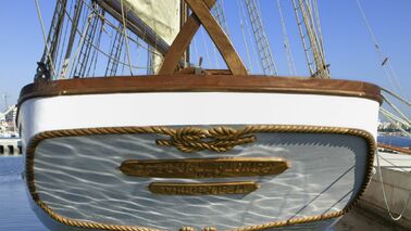 The stern of a sailing ship